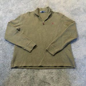 Polo Ralph Lauren 1/4 Zip Pullover Mens Size Medium Green Pony Casual Cotton